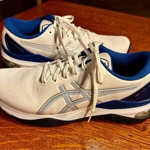 ASICS Men's White and Blue Golf Shoes